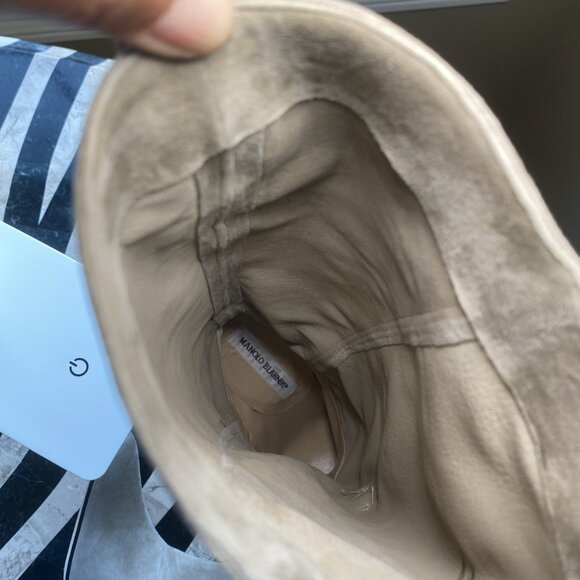 MANOLO BLAHNIK Suede Fringe Western Boots Heels - Picture 9 of 16